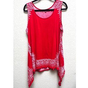 Rose & Olive Women's Red Mandela Print Sleeveless Top EUC - Size 1X-